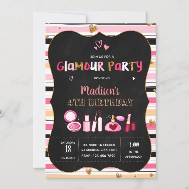 Invitación a la fiesta de cumpleaños de glamour