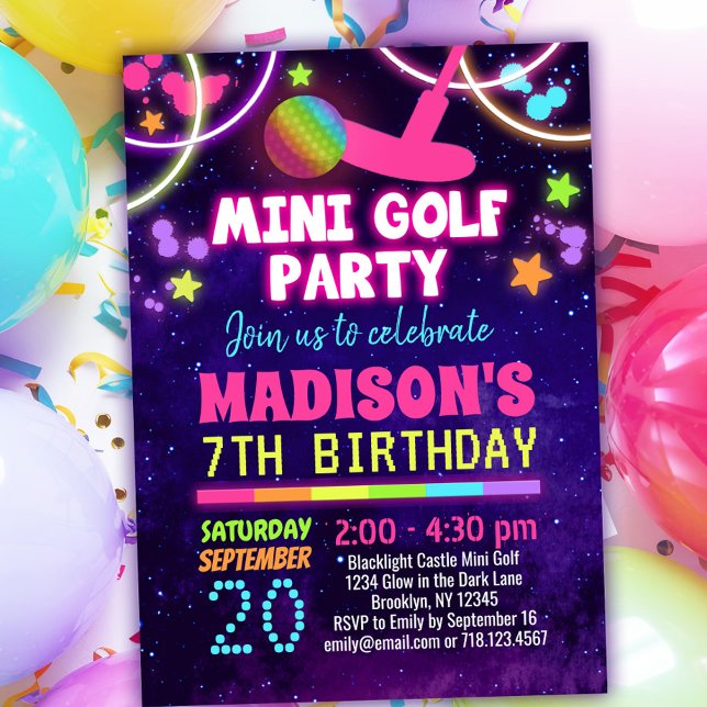 Invitación a la fiesta de cumpleaños de Glow Mini  (Subido por el creador)