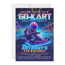 Invitación a la fiesta de cumpleaños de Go kart Ra