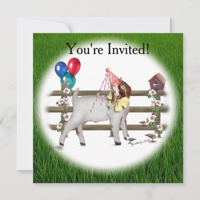 Invitación a la fiesta de cumpleaños de Goat (Anverso)