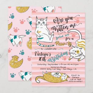 Invitación a la fiesta de cumpleaños de Gold Kitty