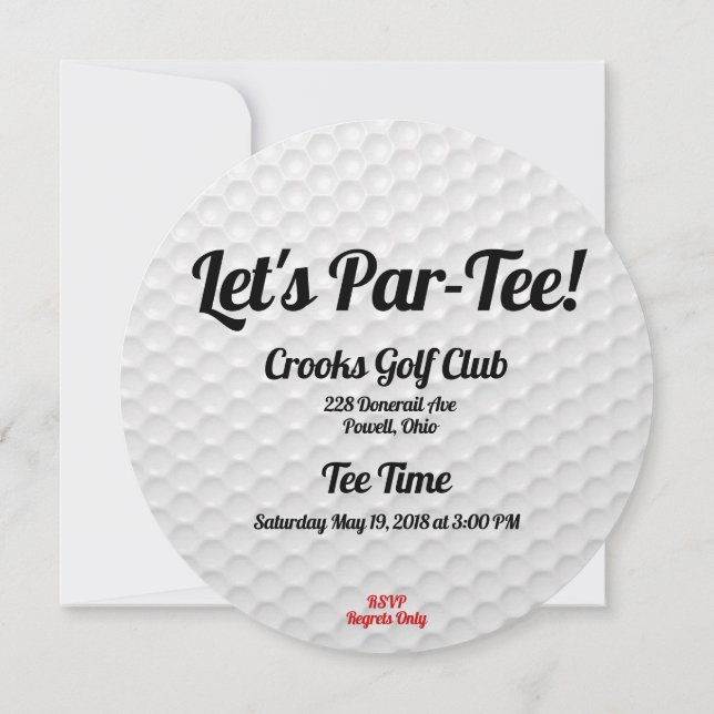 Invitación a la fiesta de cumpleaños de Golf Ball (Reverso)