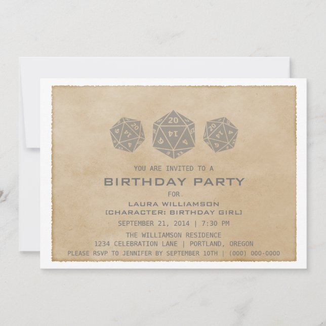 Invitación a la fiesta de cumpleaños de Gray Grung (Anverso)