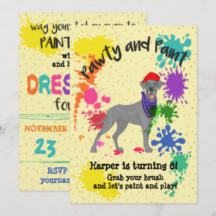 Invitación a la fiesta de cumpleaños de Great Dane