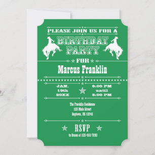 Invitación a la fiesta de cumpleaños de Green Cowb