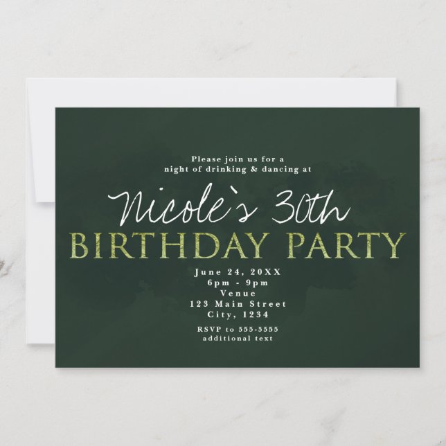 Invitación a la fiesta de cumpleaños de Green Mode (Anverso)