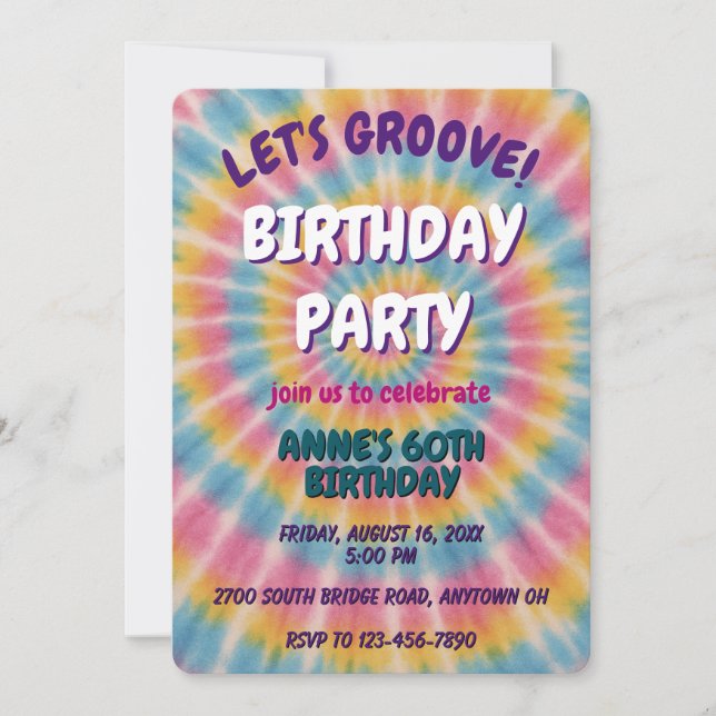 Invitación a la fiesta de cumpleaños de Groove Tie (Anverso)