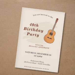 Invitación a la fiesta de cumpleaños de guitarra a