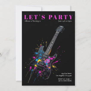 Invitación a la fiesta de cumpleaños de guitarra e