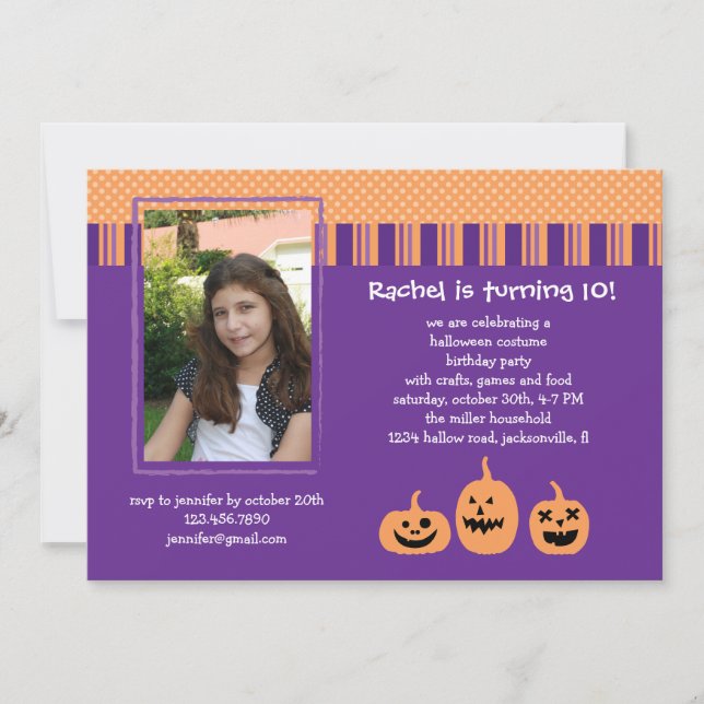 Invitación a la fiesta de cumpleaños de Halloween (Anverso)