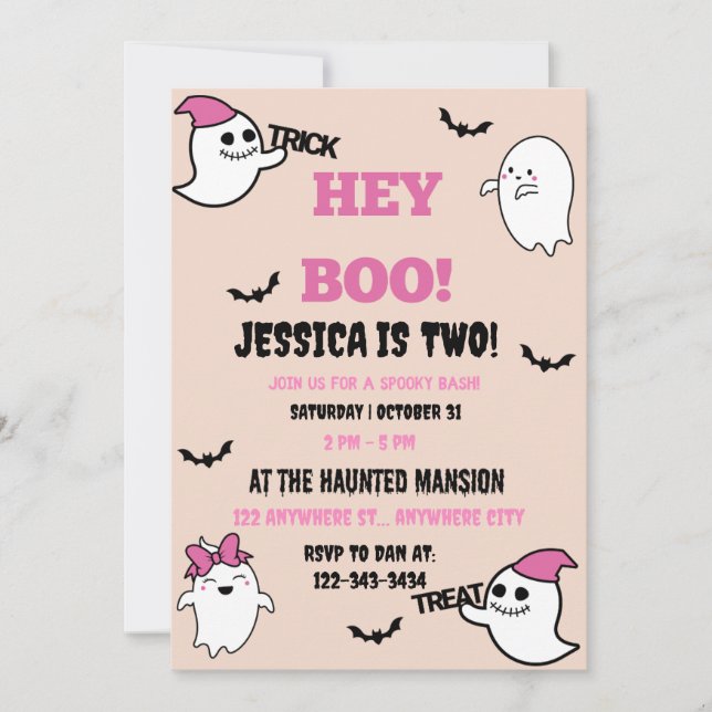 Invitación a la fiesta de cumpleaños de Halloween (Anverso)
