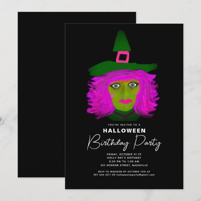 Invitación a la fiesta de cumpleaños de Halloween  (Anverso / Reverso)