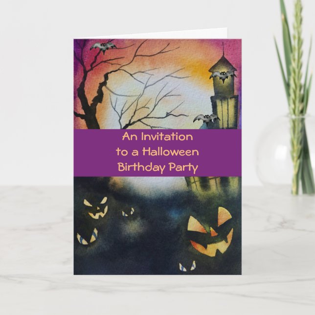 Invitación a la fiesta de cumpleaños de Halloween  (Anverso)