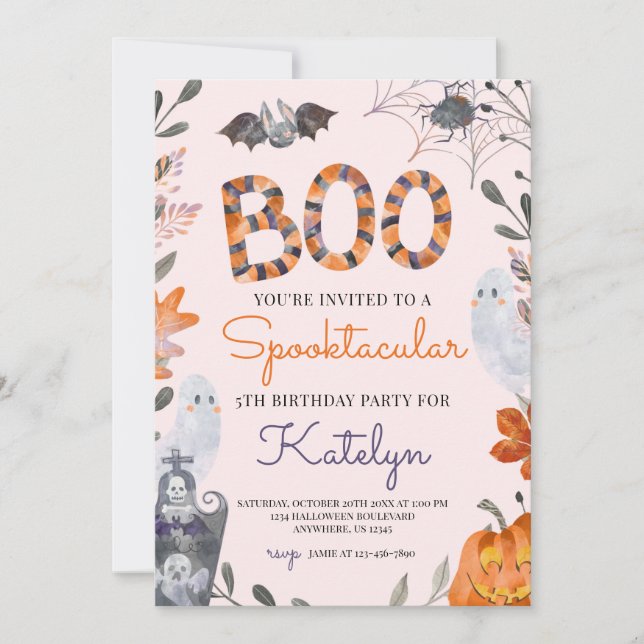 Invitación a la fiesta de cumpleaños de Halloween  (Anverso)