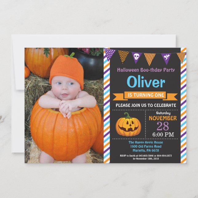 Invitación a la fiesta de cumpleaños de Halloween (Anverso)