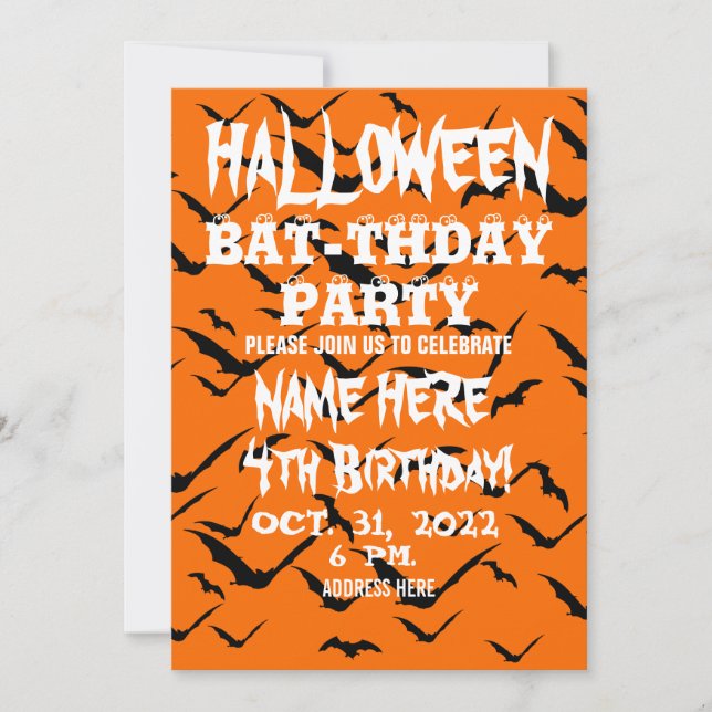 INVITACIÓN A LA FIESTA DE CUMPLEAÑOS DE HALLOWEEN (Anverso)
