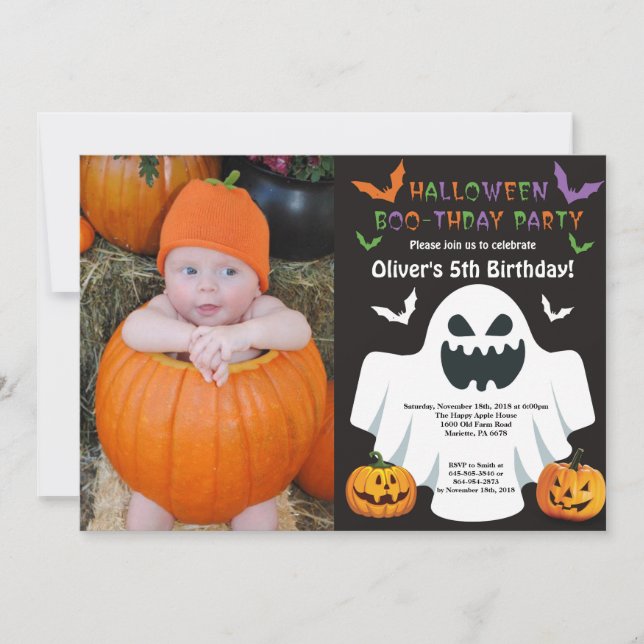 Invitación a la fiesta de cumpleaños de Halloween (Anverso)