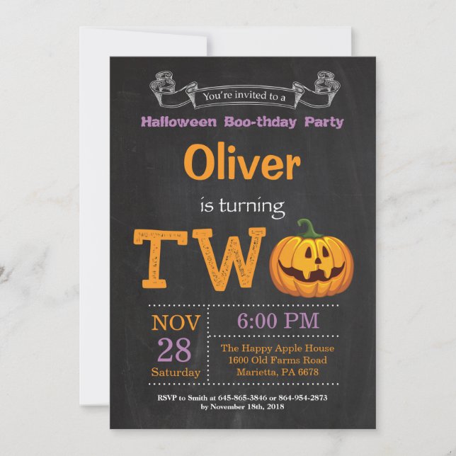 Invitación a la fiesta de cumpleaños de Halloween (Anverso)