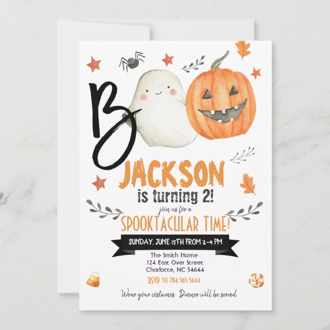 Invitación a la fiesta de cumpleaños de Halloween, (Anverso)
