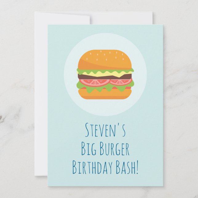 Invitación a la fiesta de cumpleaños de Hamburger (Anverso)