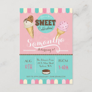 Invitación a la fiesta de cumpleaños de helado cre