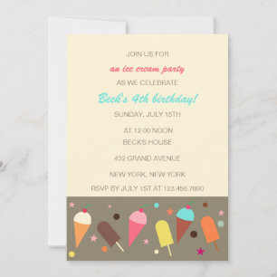Invitación a la fiesta de cumpleaños de helados y