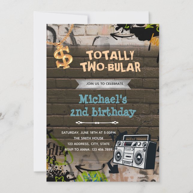 Invitación a la fiesta de cumpleaños de Hiphop (Anverso)