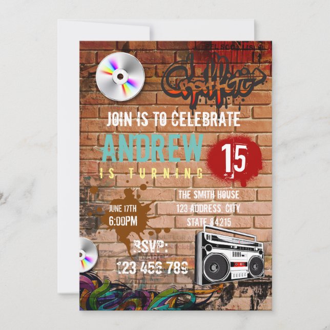 Invitación a la fiesta de cumpleaños de Hiphop (Anverso)