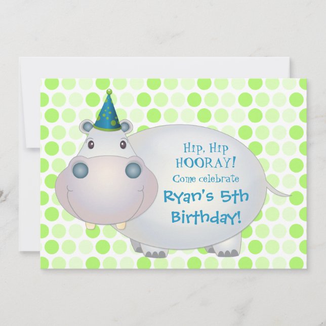 Invitación a la fiesta de cumpleaños de Hippo (Anverso)