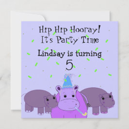Invitación a la fiesta de cumpleaños de Hippo