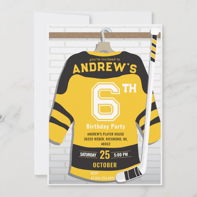 Invitación a la fiesta de cumpleaños de hockey sob (Anverso)