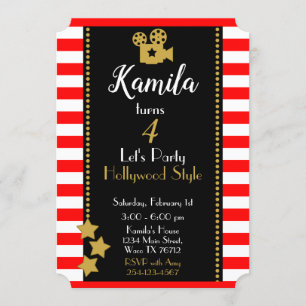 Invitación a la fiesta de cumpleaños de Hollywood