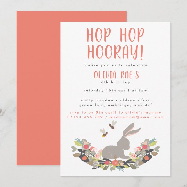 Invitación a la fiesta de cumpleaños de Hop Hop Ho (Anverso / Reverso)