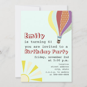 Invitación a la fiesta de cumpleaños de Hot Air Ba
