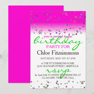 Invitación a la fiesta de cumpleaños de Hot Pink H