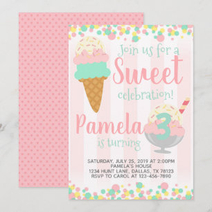 Invitación a la fiesta de cumpleaños de Ice Cream