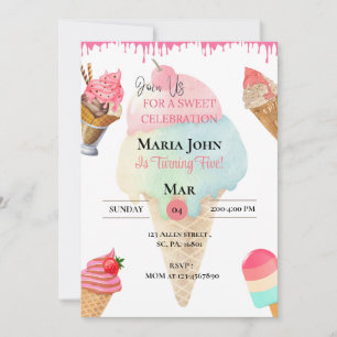 Invitación a la fiesta de cumpleaños de Ice Cream