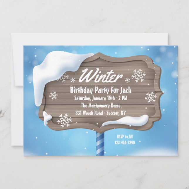 Invitación a la fiesta de cumpleaños de invierno (Anverso)