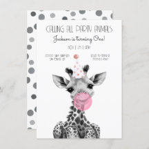 Invitación a la fiesta de cumpleaños de jirafa en 