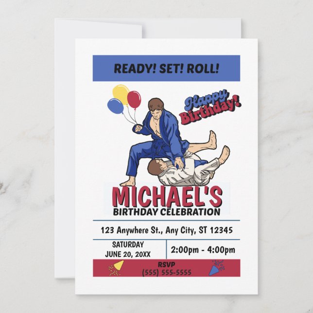 Invitación a la Fiesta de Cumpleaños de Jiu Jitsu (Anverso)