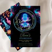 Invitación a la fiesta de cumpleaños de Karaoke