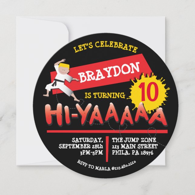 Invitación a la fiesta de cumpleaños de Karate Inv (Anverso)