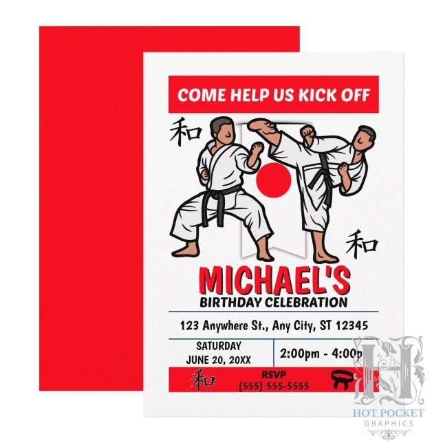 Invitación a la Fiesta de Cumpleaños de Karate (Ni (Subido por el creador)