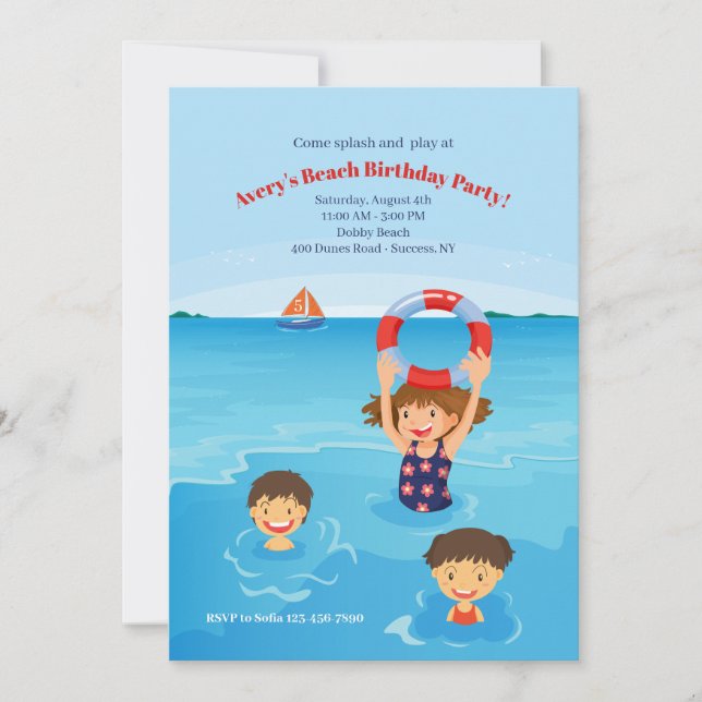 Invitación a la fiesta de cumpleaños de Kiddie Bea (Anverso)