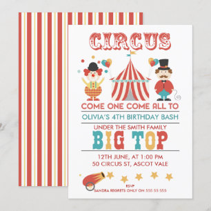Invitación a la fiesta de cumpleaños de Kids Circu