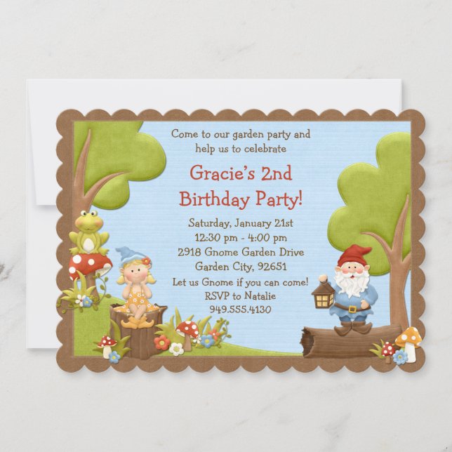 Invitación a la fiesta de cumpleaños de Kids Gnome (Anverso)