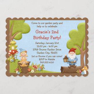 Invitación a la fiesta de cumpleaños de Kids Gnome