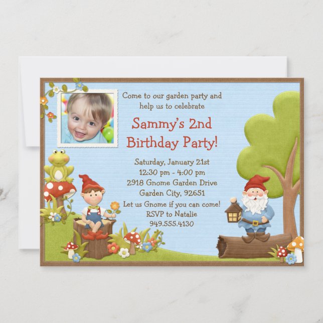 Invitación a la fiesta de cumpleaños de Kids Gnome (Anverso)
