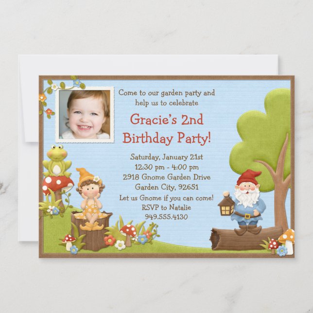 Invitación a la fiesta de cumpleaños de Kids Gnome (Anverso)