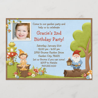 Invitación a la fiesta de cumpleaños de Kids Gnome